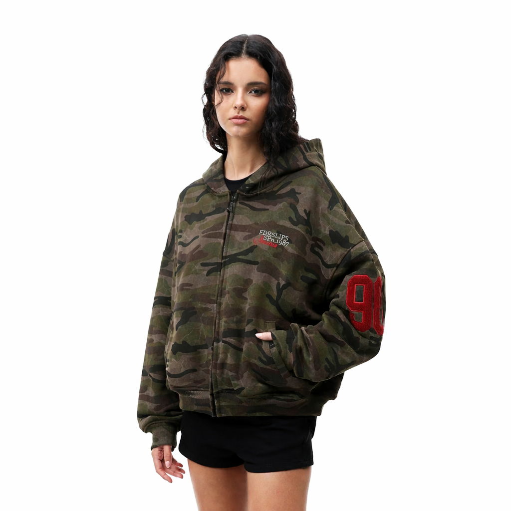 Unisex Camo Zip-Up Hoodie